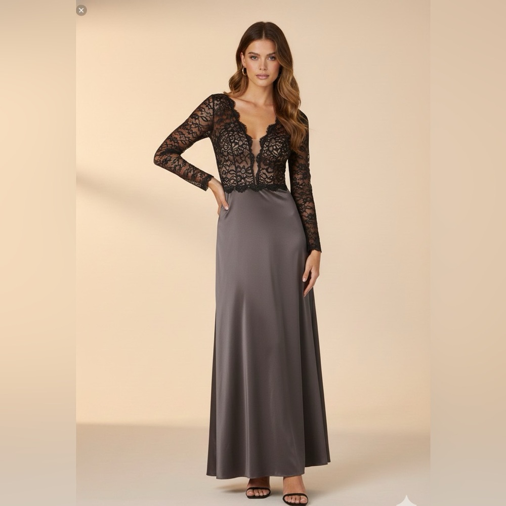 NWT Basix Black Label Lace Black MOB Prom Party Cocktail Gown 8